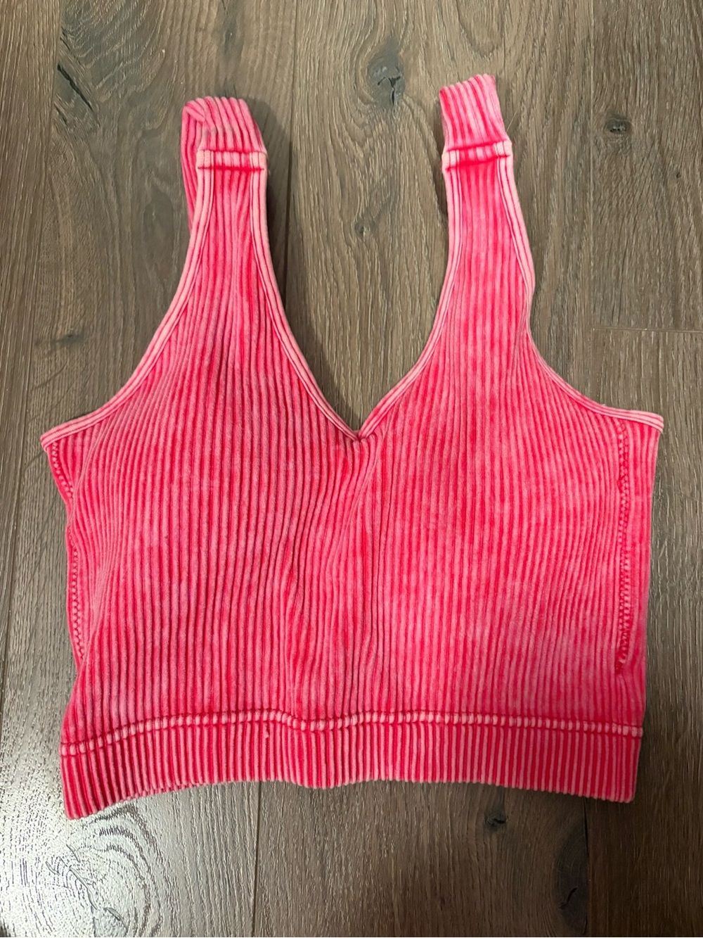 NWT Zenana Ribbed Cropped Tank Lg/XL Pink Cropped Tank with Removable Pads